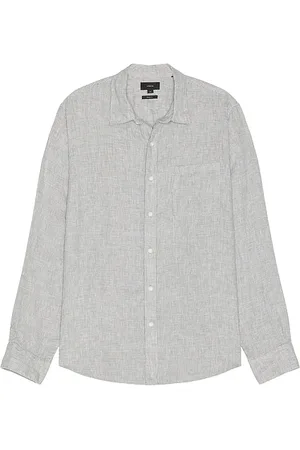 Vince Houndstooth Seperate Placket Long Sleeve Shirt