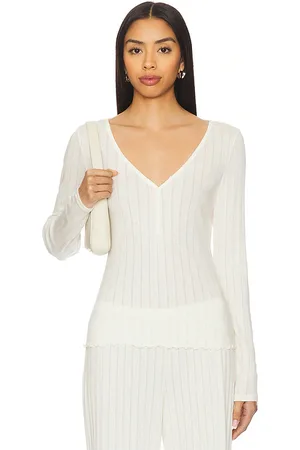 Eberjey Pointelle V Neck Henley