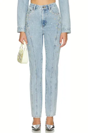 Self-Portrait Crystal Embellished Denim Jeans