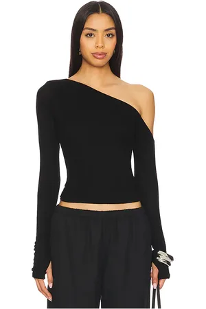 Michael Lauren Magdaleno Long Sleeve Asymmetrical Fitted Cold Shoulder Top