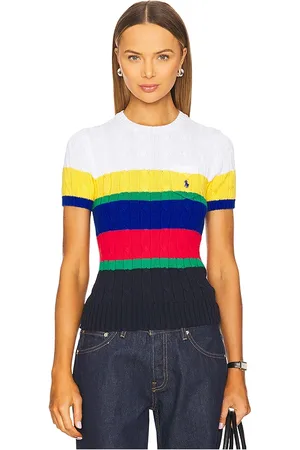 Ralph Lauren Striped Cable Short-sleeve Sweater