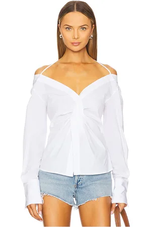 GOOD AMERICAN Poplin Off Shoulder Top