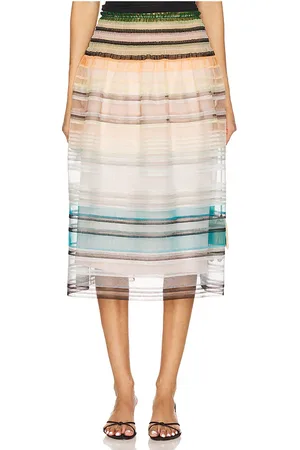 SUSAN FANG Striped Smocked Maxi Skirt