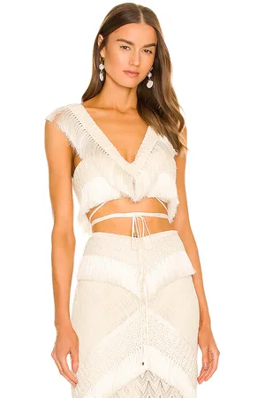 PATBO Fringe Trim Cropped Top