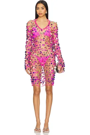 Milly Sequin Crochet Mini Pullover Dress