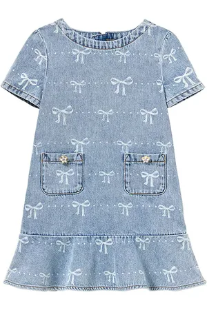 Self-Portrait Kids Bow Denim Dress