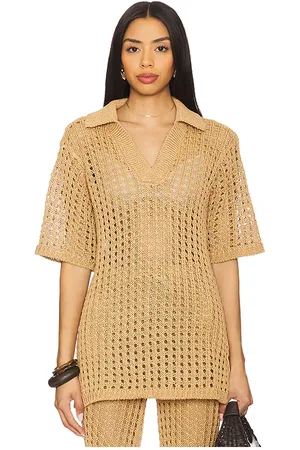 SIMON MILLER Brisas Crochet Polo Top