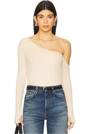 Michael Lauren Magdaleno Long Sleeve Asymmetrical Fitted Cold Shoulder Top