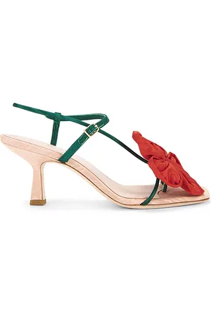 Loeffler Randall Frank Flower Applique Heeled Sandal Nude Green & Red