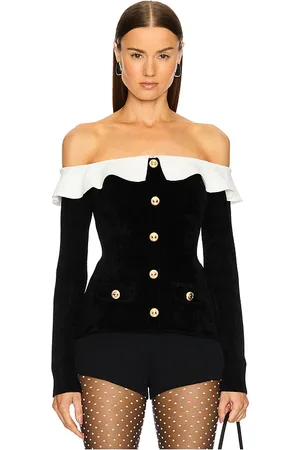 Self-Portrait Chenille Knit Off Shoulder Top