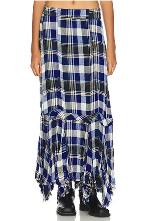 Free People Bordeaux Plaid Maxi Skirt