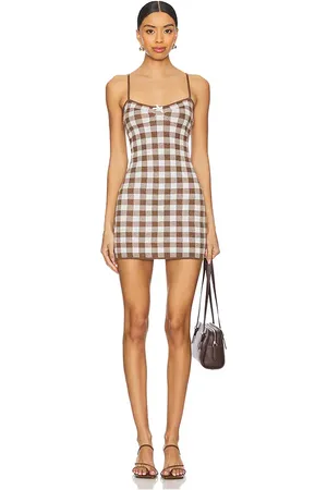For Love & Lemons Gingham Knit Mini Dress