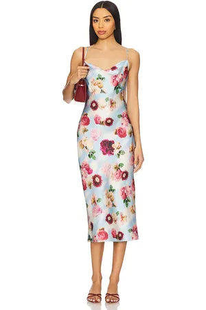 FLEUR DU MAL Cowl Neck Midi Slip Dress