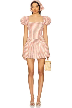 For Love & Lemons Georgia Gingham Short Sleeve Mini Dress