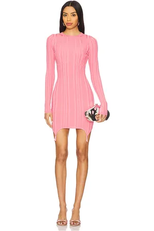 FLEUR DU MAL Rib Long Sleeve Garter Dress