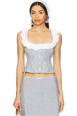 DANIELLE GUIZIO Gingham Paloma Lace Top