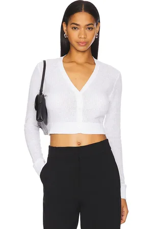 ENZA COSTA Cropped V Neck Cardigan