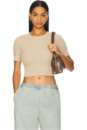 ENZA COSTA Cropped Short Sleeve Sweater