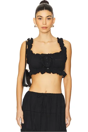 WeWoreWhat Ruffle Button Crop Top