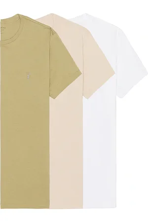 AllSaints Tonic Crew Neck Tee 3 Pack White Brown & Green