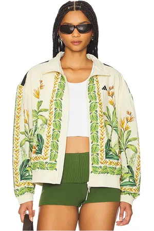 adidas X Farm Premium Jacket Cream White Bold Gold & Semi Flash Green