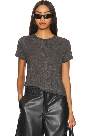 Alexander Wang Shrunken Embossed Logo Tee With Splatter Wash