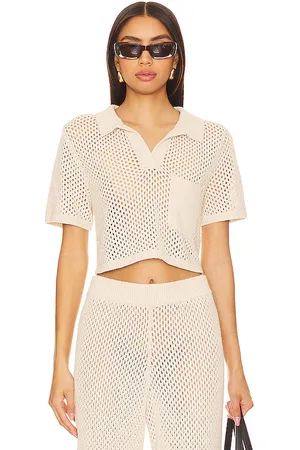 ONIA Crochet Cropped Polo Top