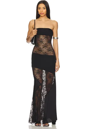 Indah Victoria Solid Bandeau Gown