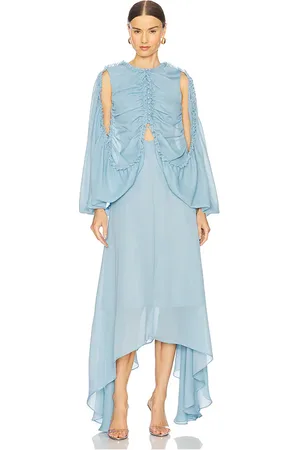 Rokh Shirred Poncho Vest Midi Dress