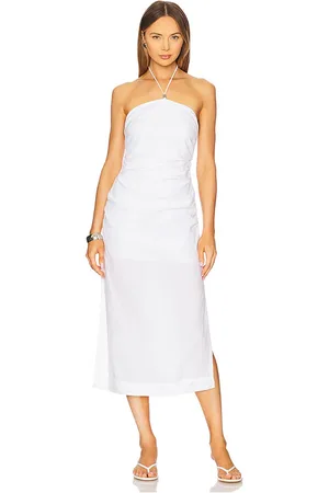 ONIA Air Linen Ruched Halter Dress