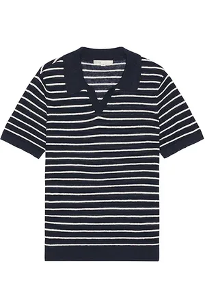 ONIA Linen Johnny Collar Polo Sweater