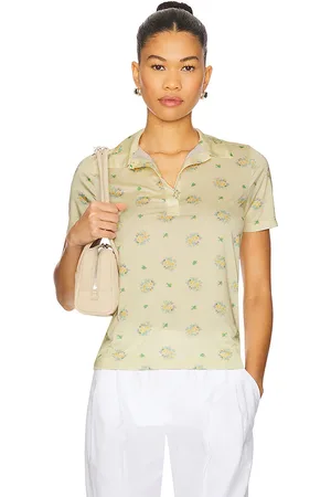 VIVETTA Floral Print Polo White Yellow & Green