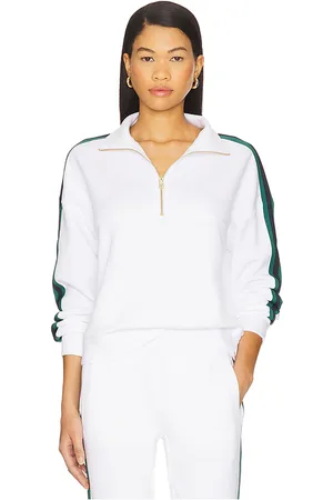 Varley Raymar Half Zip Sweatshirt White Navy & Forest