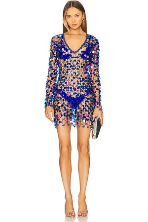 Milly Sequin Crochet Mini Pullover Dress