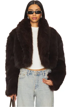 AFRM Stephanie Barrel Crop Faux Fur Jacket