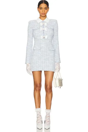 Self-Portrait Check Collared Knit Mini Dress