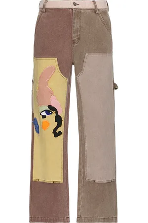 KIDSUPER STUDIOS Patchwork Face Double Knee Pants