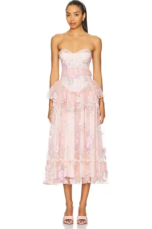 For Love & Lemons Emmeline Embroidery Midi Dress