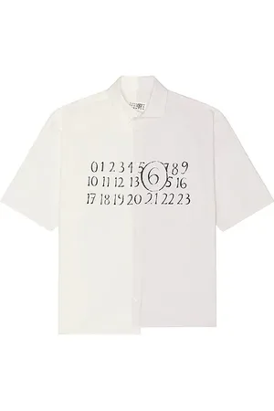 Maison Margiela Button Down Numbers Shirt Off White Stripes White & Beige