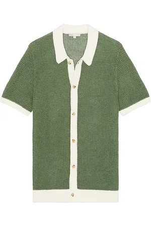 ONIA Linen Short Sleeve Button Up Knit Shirt