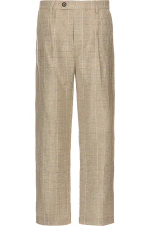 Corridor Plaid Linen Pleated Trouser