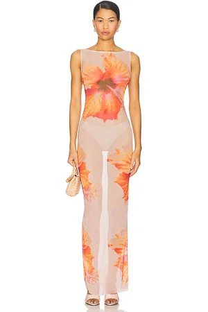 GOOD AMERICAN Gauze Mesh Maxi Dress