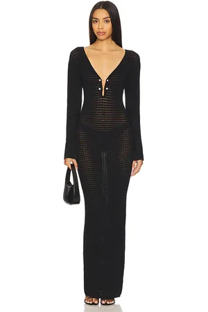 La Porte Crochet Maxi With Signature Pearl Details Dress
