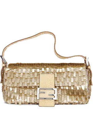 SIEDRES Fendi Python Trimmed Sequin Baguette Shoulder Bag
