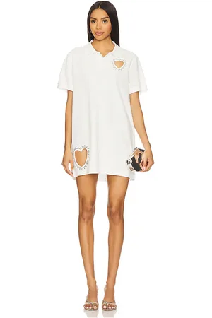 AREA Crystal Heart Cutout Polo Dress