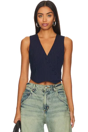 Bardot Asymmetric Pin Stripe Vest