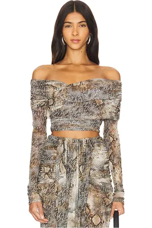 LAPOINTE Mesh Off Shoulder Wrap Top