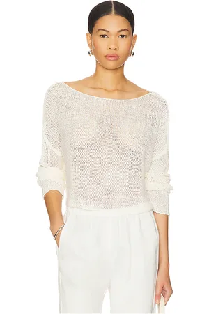 ENZA COSTA Linen Open Knit Bateau Sweater