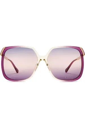 Chloé Square Sunglasses Burgundy Gold & Violet