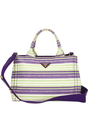 SIEDRES Prada Striped Canapa Tote Bag